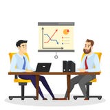 Hombre que se sienta en el escritorio y el trabajo libre illustration Hombre que se sienta en el escritorio y el trabajo libre illustration