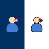 Hombre, trabajo, funcionamiento, iconos médicos El plano y la línea icono llenado fijaron el fondo azul del vector stock de ilustración Hombre, trabajo, funcionamiento, iconos médicos El plano y la línea icono llenado fijaron el fondo azul del vector stock de ilustración