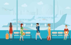 Hombres de negocios en terminal de aeropuerto stock de ilustración Hombres de negocios en terminal de aeropuerto stock de ilustración