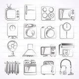 Home appliances and electronics icons. Vector icon set stock illustration Home appliances and electronics icons. Vector icon set stock illustration