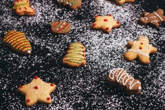 Home baked cookies on sugar powdered background royalty free stock images Home baked cookies on sugar powdered background royalty free stock images