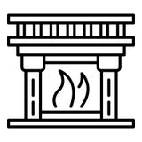 Home fireplace icon, outline style vector illustration Home fireplace icon, outline style vector illustration