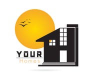 Home logo, house icon, realty silhouette, real estate modern logo, architecture symbol rise, evening building icon vector design stock illustration Home logo, house icon, realty silhouette, real estate modern logo, architecture symbol rise, evening building icon vector design stock illustration