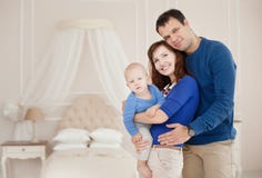 Home portrait of happy young family. stock photography Home portrait of happy young family. stock photography