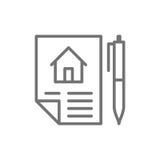 Home purchase contract, sale of real estate, lease line icon. royalty free illustration Home purchase contract, sale of real estate, lease line icon. royalty free illustration