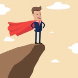 Homem de negócios com um casaco vermelho sobre a montanha Ilustração do vetor do conceito do sucesso ilustração do vetor Homem de negócios com um casaco vermelho sobre a montanha Ilustração do vetor do conceito do sucesso ilustração do vetor