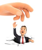 homem de negócios de ajuda da mão 3d grande ilustração royalty free homem de negócios de ajuda da mão 3d grande ilustração royalty free