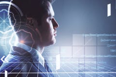 Homem de negócios e ilustração digital do cyber imagem de stock royalty free Homem de negócios e ilustração digital do cyber imagem de stock royalty free