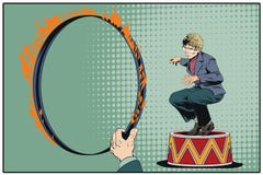 Homem de negócios no suporte do circo Ilustração conservada em estoque Fotografia de Stock Royalty Free Homem de negócios no suporte do circo Ilustração conservada em estoque Fotografia de Stock Royalty Free