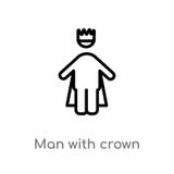 homem do esboço com ícone do vetor da coroa linha simples preta isolada ilustração do elemento do conceito dos povos Curso editáv ilustração royalty free homem do esboço com ícone do vetor da coroa linha simples preta isolada ilustração do elemento do conceito dos povos Curso editáv ilustração royalty free