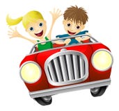 Homem e mulher dos desenhos animados no carro ilustração do vetor Homem e mulher dos desenhos animados no carro ilustração do vetor