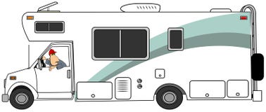 Homem que suporta um motorhome ilustração royalty free Homem que suporta um motorhome ilustração royalty free