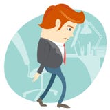 Homem triste do escritório na frente de seu lugar de funcionamento ilustração do vetor Homem triste do escritório na frente de seu lugar de funcionamento ilustração do vetor