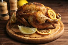 Homemade baked chicken with lemon royalty free stock image Homemade baked chicken with lemon royalty free stock image