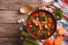 Homemade Bean Soup, Carrots And Celery. Horizontal Top View Stock Image Homemade Bean Soup, Carrots And Celery. Horizontal Top View Stock Image