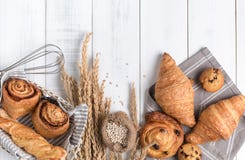 Homemade Breads Or Bun On Wood Background Stock Images