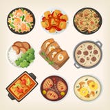 Homemade dinner dishes stock illustration Homemade dinner dishes stock illustration