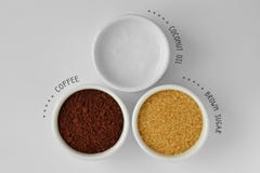 Homemade face scrub made out of coconut oil, coffee powder and b stock image Homemade face scrub made out of coconut oil, coffee powder and b stock image