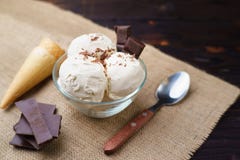 Homemade yoghurt ice cream in glass bowl on table royalty free stock images Homemade yoghurt ice cream in glass bowl on table royalty free stock images