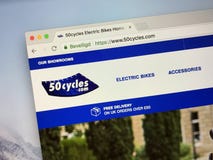 Homepage of 50cycles Electric Bike shop stock photos Homepage of 50cycles Electric Bike shop stock photos