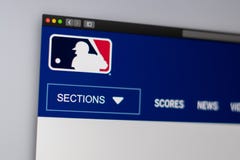 Homepage do Web site de Major League Baseball Feche acima do logotipo de MLB imagens de stock Homepage do Web site de Major League Baseball Feche acima do logotipo de MLB imagens de stock