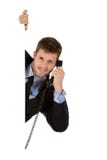 Homme d'affaires avec le récepteur téléphonique. images stock Homme d'affaires avec le récepteur téléphonique. images stock