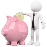 Homme d'affaires avec une tirelire illustration stock Homme d'affaires avec une tirelire illustration stock