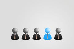 Homme d'affaires bleu dans le groupe de l'homme noir d'affaires sur le fond gris illustration libre de droits Homme d'affaires bleu dans le groupe de l'homme noir d'affaires sur le fond gris illustration libre de droits