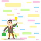 Homme d'affaires ou employ? de bureau r?ussi dans le costume formel et avec le r?sum? dans sa main droite frapp?e avec la fabrica illustration stock Homme d'affaires ou employ? de bureau r?ussi dans le costume formel et avec le r?sum? dans sa main droite frapp?e avec la fabrica illustration stock