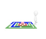 homme 3d environ pour passer la tirelire par la petite déroute réduite de labyrinthe illustration stock homme 3d environ pour passer la tirelire par la petite déroute réduite de labyrinthe illustration stock