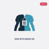 Homme de couleur deux avec l'insigne sur son icône de vecteur de cheast de concept de signes homme bleu d'isolement avec l'insign illustration libre de droits Homme de couleur deux avec l'insigne sur son icône de vecteur de cheast de concept de signes homme bleu d'isolement avec l'insign illustration libre de droits