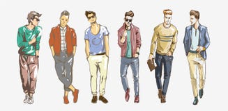 Homme de mode Collection de croquis à la mode des hommes s sur un fond blanc Illustration occasionnelle de mode d'hommes illustration de vecteur Homme de mode Collection de croquis à la mode des hommes s sur un fond blanc Illustration occasionnelle de mode d'hommes illustration de vecteur