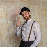 Homme enthousiaste dirigeant la grande idée images libres de droits Homme enthousiaste dirigeant la grande idée images libres de droits