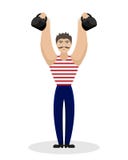Homme fort de cirque avec des poids dans des ses mains illustration stock Homme fort de cirque avec des poids dans des ses mains illustration stock