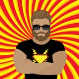 Homme fort, hippie barbu ou superhéros illustration stock Homme fort, hippie barbu ou superhéros illustration stock