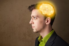homme pensant avec l'illustration rougeoyante de cerveau Images libres de droits homme pensant avec l'illustration rougeoyante de cerveau Images libres de droits