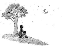 Homme regardant la lune illustration de vecteur Homme regardant la lune illustration de vecteur
