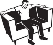 Homme s'asseyant sur la présidence de divan illustration de vecteur Homme s'asseyant sur la présidence de divan illustration de vecteur