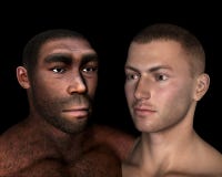 Homo erectus i sapiens porównanie - 3D odpłacają się royalty ilustracja Homo erectus i sapiens porównanie - 3D odpłacają się royalty ilustracja