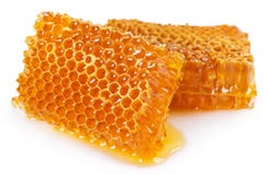 Honey with honeycomb on white background royalty free stock photos Honey with honeycomb on white background royalty free stock photos