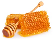 Honey with honeycomb on white background stock image Honey with honeycomb on white background stock image