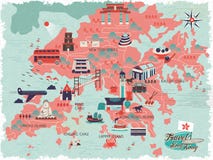 Hong Kong-reiskaart stock illustratie Hong Kong-reiskaart stock illustratie