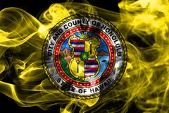 Honolulu city smoke flag, Hawaii State, United States Of America royalty free stock photo Honolulu city smoke flag, Hawaii State, United States Of America royalty free stock photo