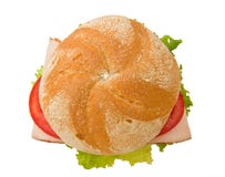 Hoogste mening van een knapperige sandwich van Turkije kaiser stock foto Hoogste mening van een knapperige sandwich van Turkije kaiser stock foto