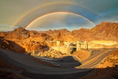 Hoover Dam, double rainbow
