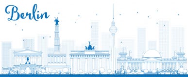 Horizon de Berlin d'ensemble avec le bâtiment bleu illustration de vecteur Horizon de Berlin d'ensemble avec le bâtiment bleu illustration de vecteur