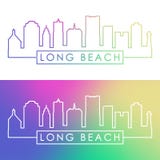 Horizon de Long Beach Style linéaire coloré illustration stock Horizon de Long Beach Style linéaire coloré illustration stock