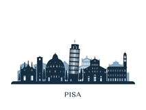 Horizon de Pise, silhouette monochrome illustration libre de droits Horizon de Pise, silhouette monochrome illustration libre de droits