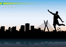 Horizon de Sao Paulo avec le footballeur illustration libre de droits Horizon de Sao Paulo avec le footballeur illustration libre de droits