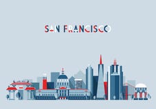 Horizon de ville de San Francisco United States plat illustration de vecteur Horizon de ville de San Francisco United States plat illustration de vecteur
